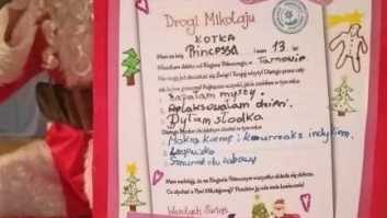 List do Mikołaja w imieniu szkolnej kotki